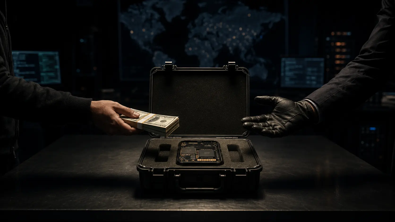 Cinematic 3D render of a digital systems architecture map visualizing zero-day exploits and network vulnerabilities.