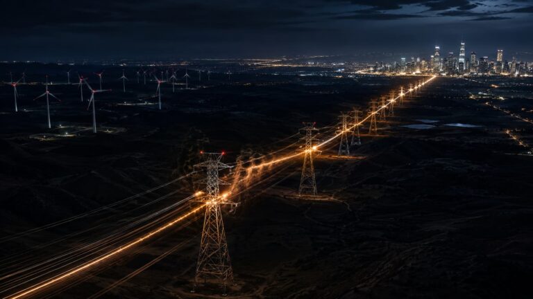 Cinematic render of a thermally congested transmission line representing Locational Marginal Pricing.