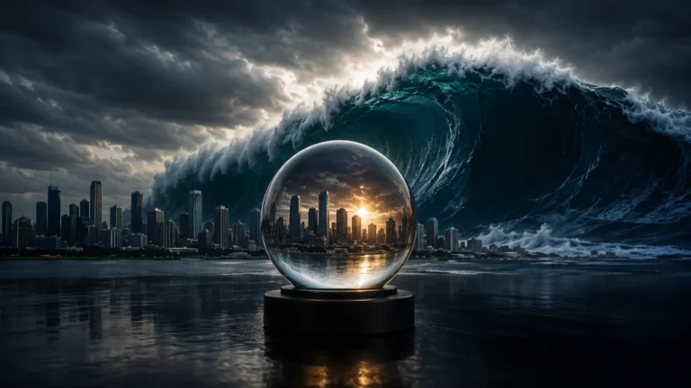 Cinematic render visualizing the capital lockup and parametric triggers of a catastrophe bond.
