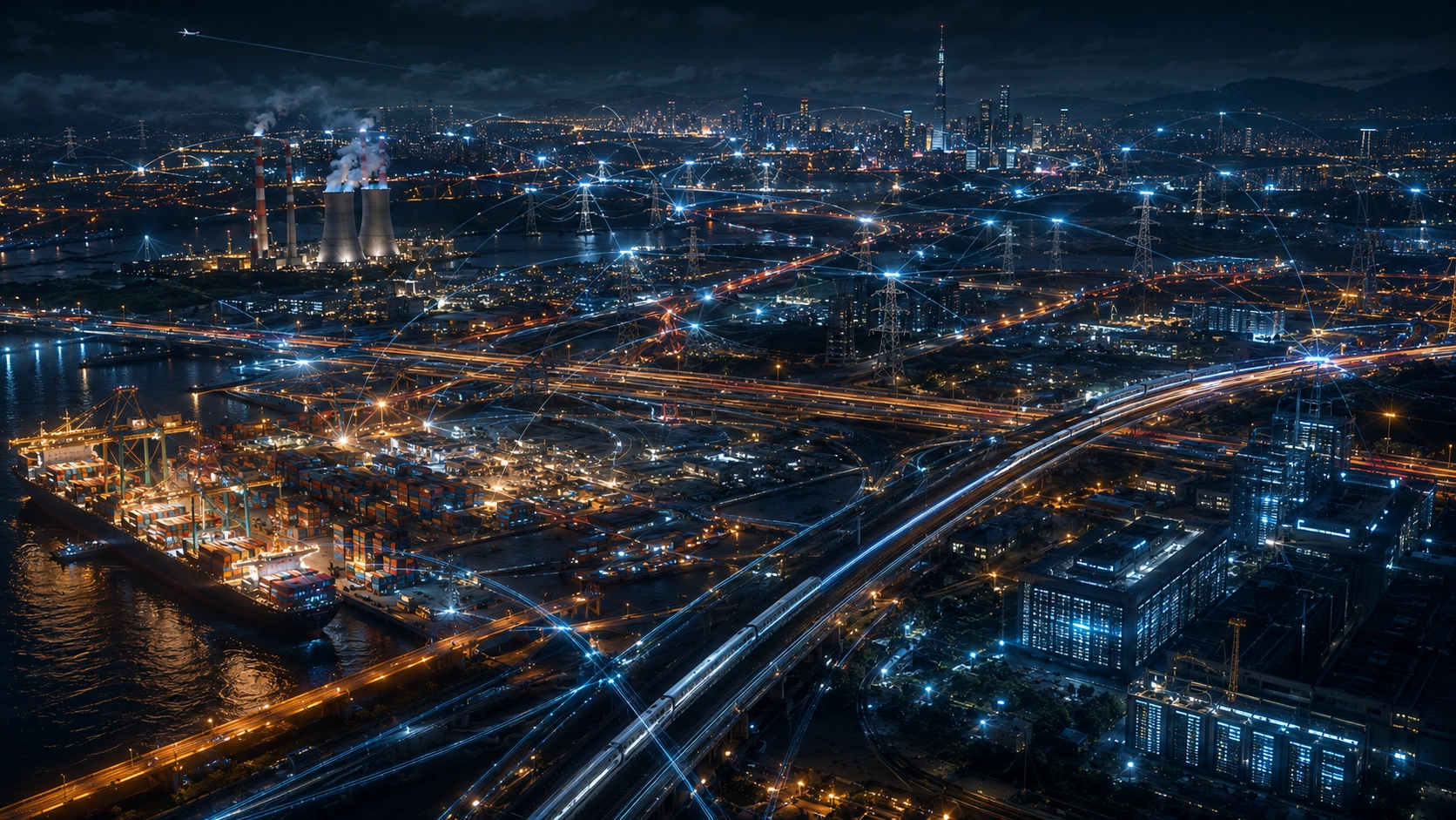 Global infrastructure network including power grids, ports, logistics and data centers