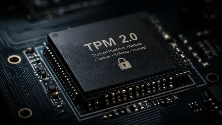 Macro photograph of a logic analyzer probing motherboard pins representing a Trusted Platform Module hardware attack.