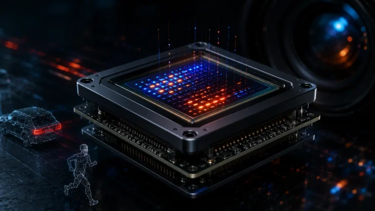 Neuromorphic Vision Sensors A cinematic macro view of an event-based camera sensor tracking asynchronous motion data.