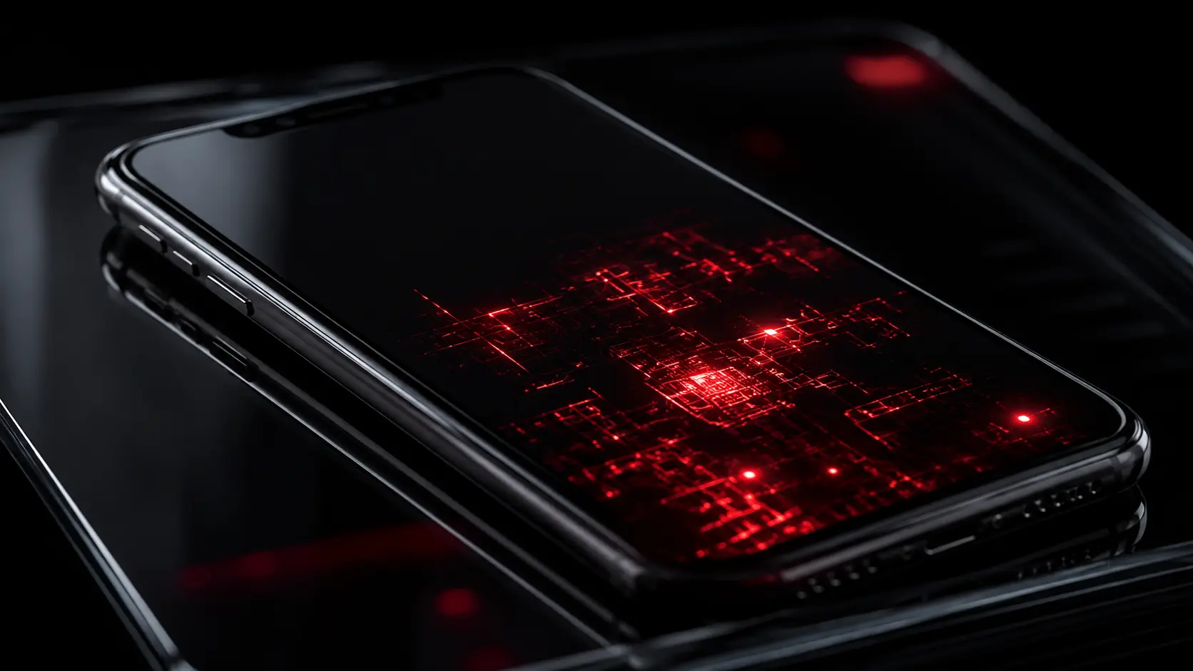 Pegasus Spyware A cinematic macro visualization of a smartphone being silently infected by an invisible zero-click cyber weapon.