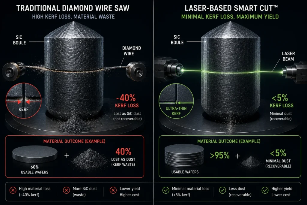150mm versus 200mm Silicon Carbide SiC wafers showing thermal stress edge defects.