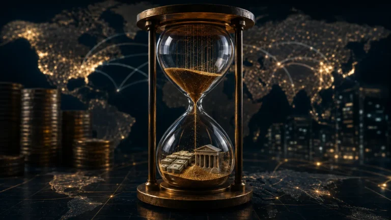 A conceptual digital representation of T+1 settlement latency compressing a financial timeline, creating bottlenecks for FX and collateral.