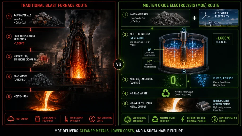 A conceptual split-view visualization of mining waste valorization.