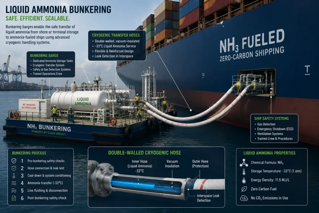 A dual-fuel marine engine utilizing pilot fuel to ignite liquid ammonia for zero-carbon shipping.