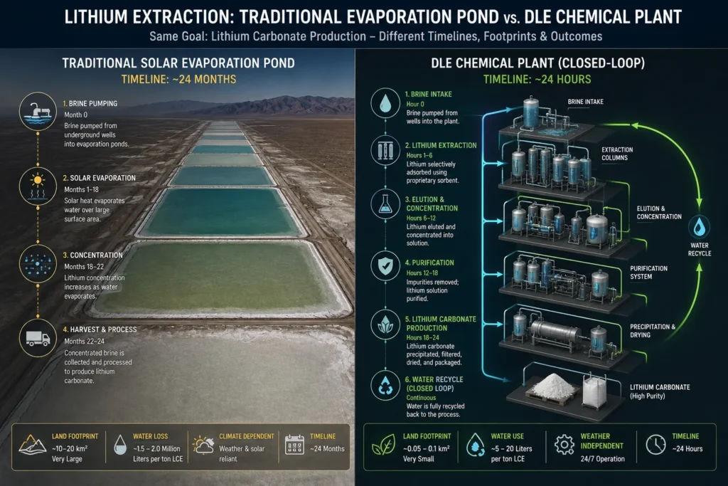 A flowchart showing the chemical adsorption and elution process in DLE technology.