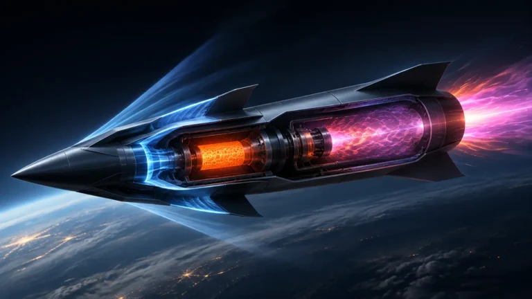 A high-tech digital render of a Solid-Fuel Ramjet (SFRJ) missile using air intakes for atmospheric propulsion.