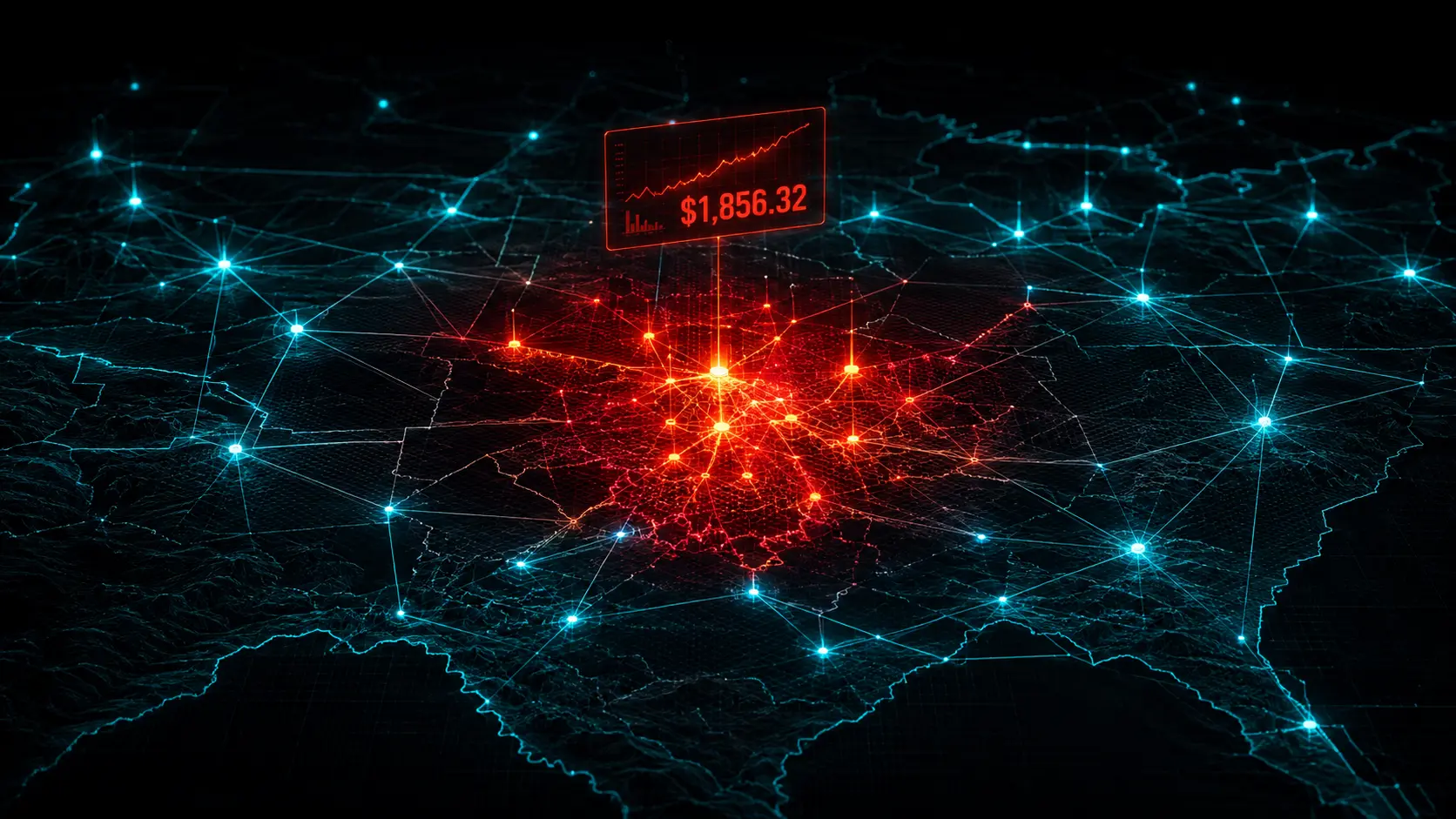 A visual representation of Locational Marginal Pricing (LMP) nodes across the US power grid.