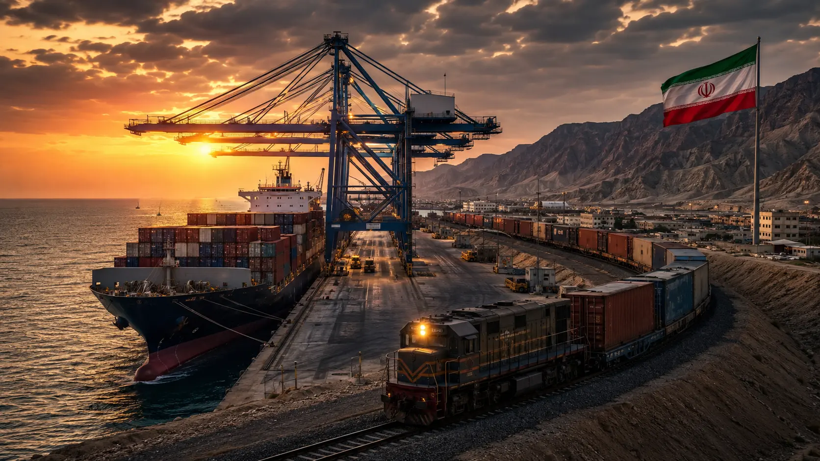 Cargo ships docked at the Chabahar Port Shahid Beheshti terminal in Iran.