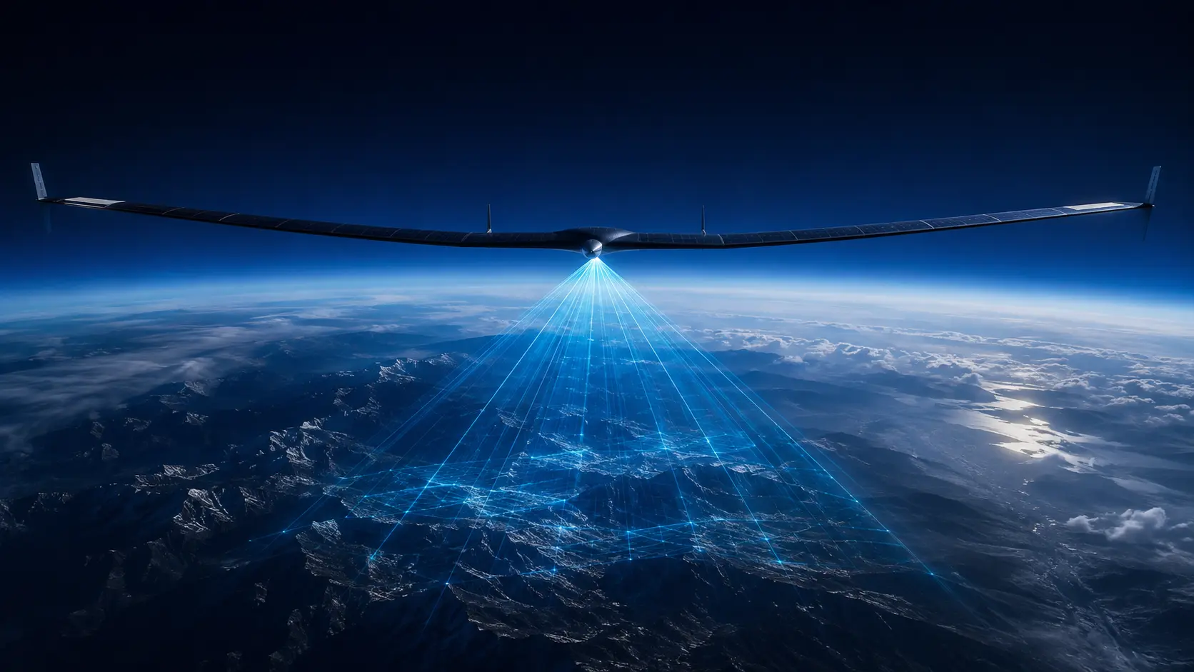 High-Altitude Pseudo-Satellites (HAPS) solar drone flying in the stratosphere