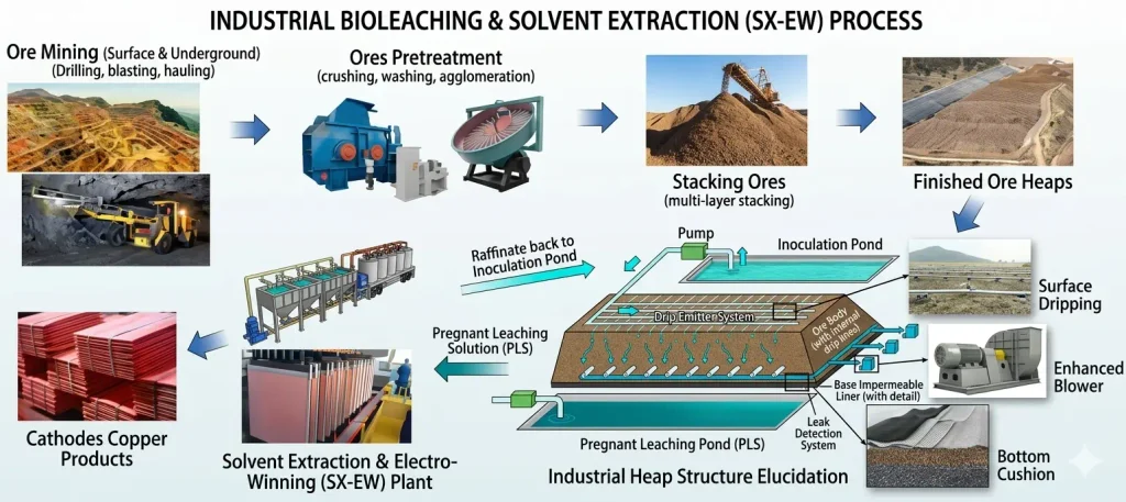 Industrial bioleaching and solvent extraction process