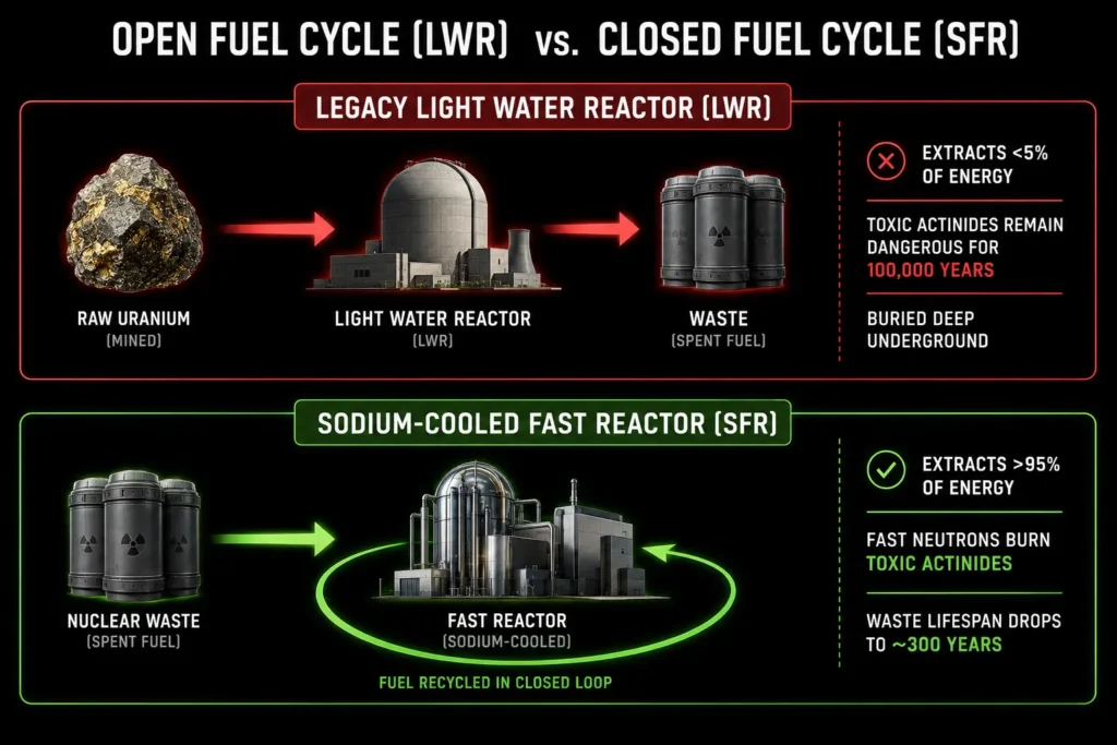 Legacy light water reactor versus Sodium-Cooled Fast Reactor fast neutron core