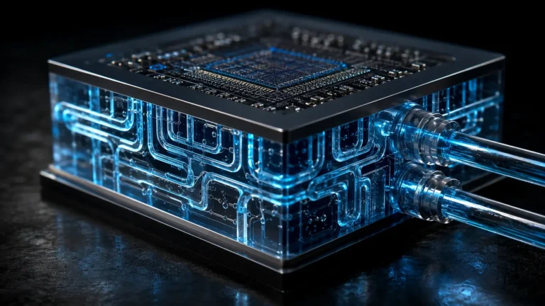 Microfluidic in-chip cooling channels etched into a silicon semiconductor die