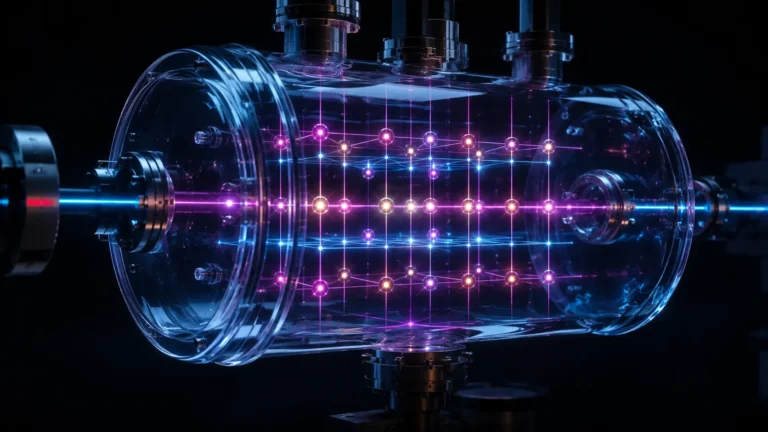 Neutral atom quantum computing using optical tweezers to trap atoms inside a vacuum chamber.