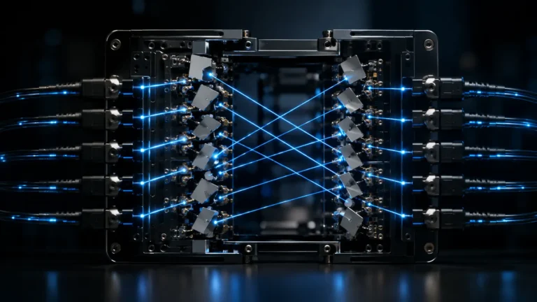 Optical Circuit Switching OCS routing data as light using MEMS mirror arrays in an AI data center.
