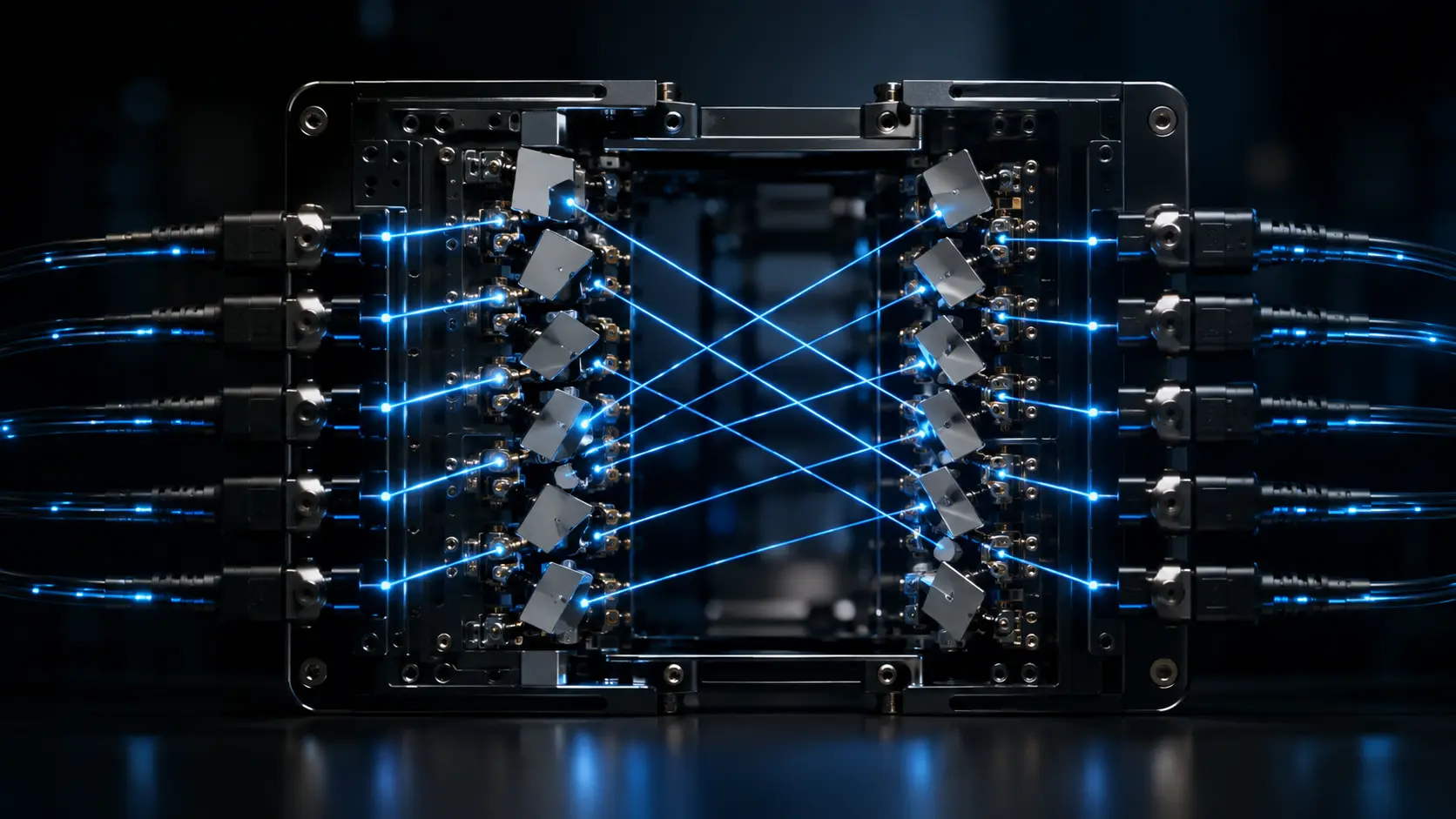 Optical Circuit Switching OCS routing data as light using MEMS mirror arrays in an AI data center.