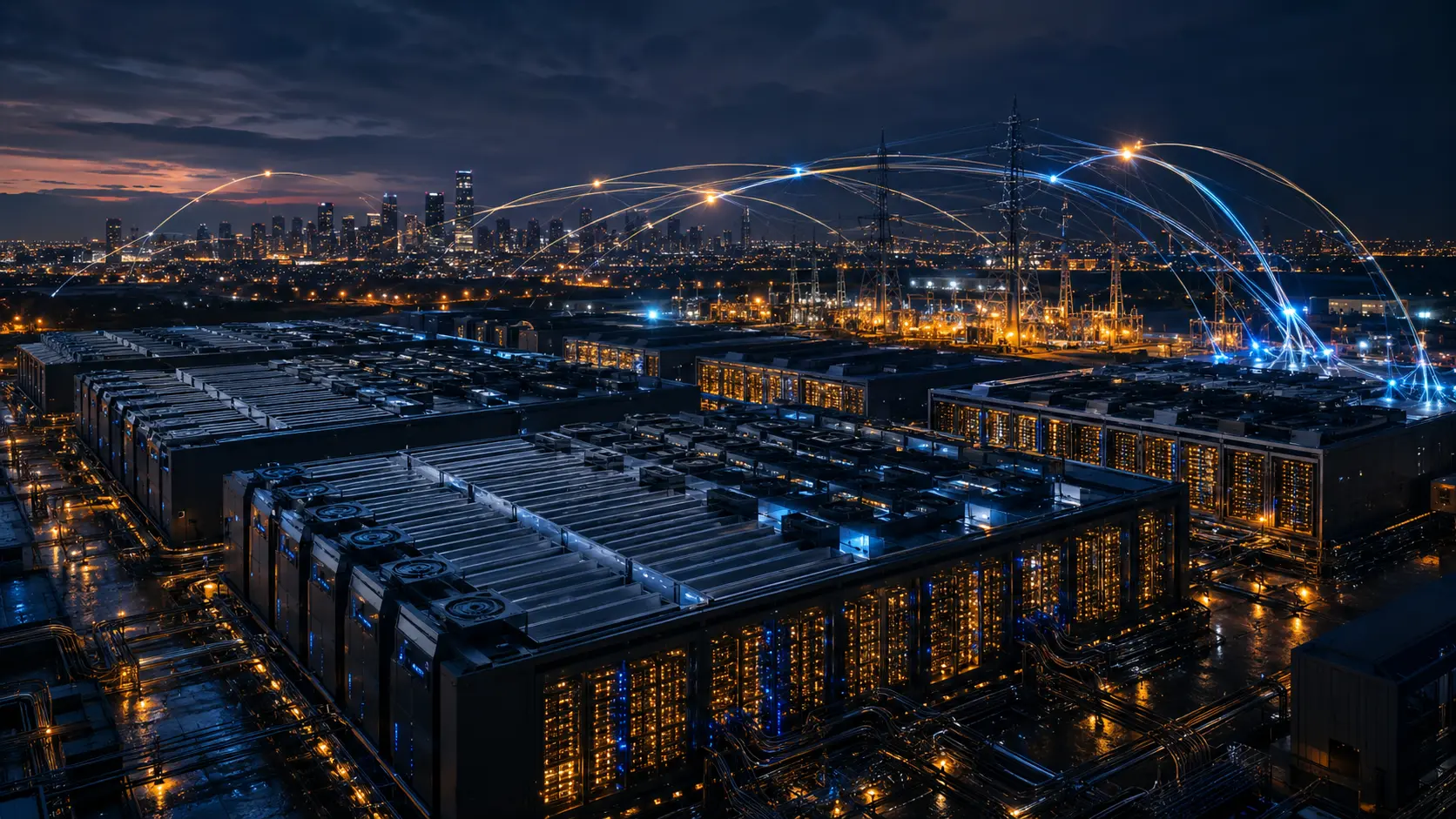 Private equity AI infrastructure investment funding hyperscale data centers and power grids.