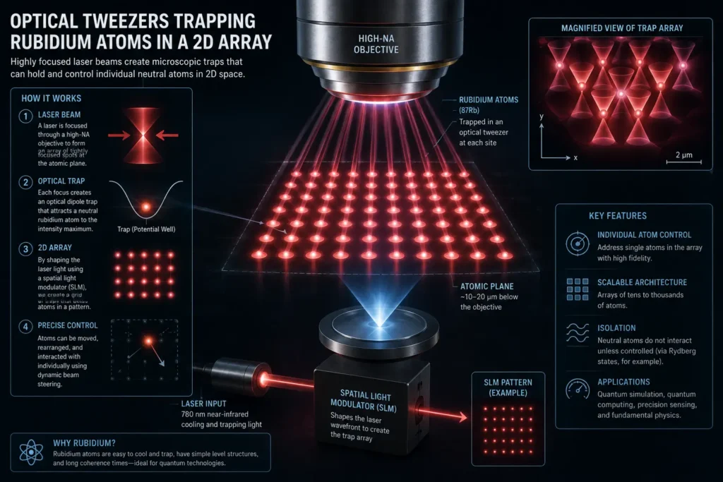 Rydberg blockade mechanism in neutral atom quantum computing.