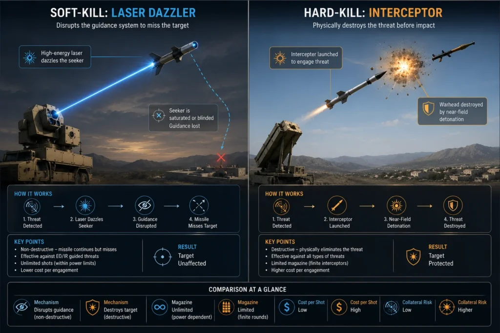 Soft-Kill vs. Hard-Kill Active Protection Systems for armored vehicles.