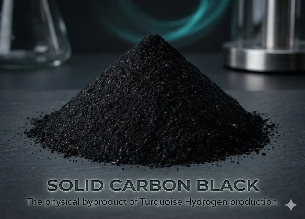 Solid Carbon Black The physical byproduct of Turquoise Hydrogen production..