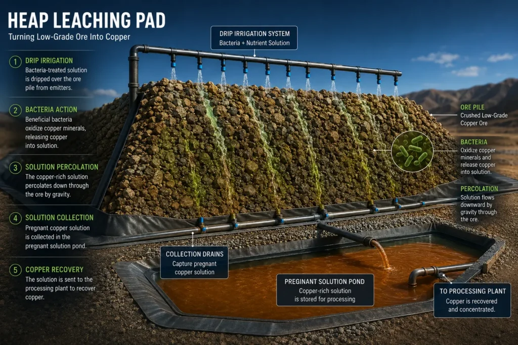 The ferric iron cycle demonstrating how extremophile bacteria oxidize sulfide minerals during biomining.
