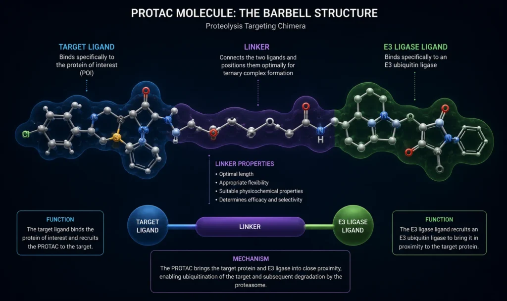 The mechanism of action for PROTACs and polyubiquitination in targeted protein degradation