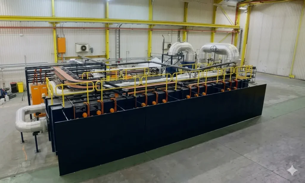 Thermal battery systems, like this MGA Thermal unit, utilize massive, insulated container footprints to store megawatt-hours of heat..