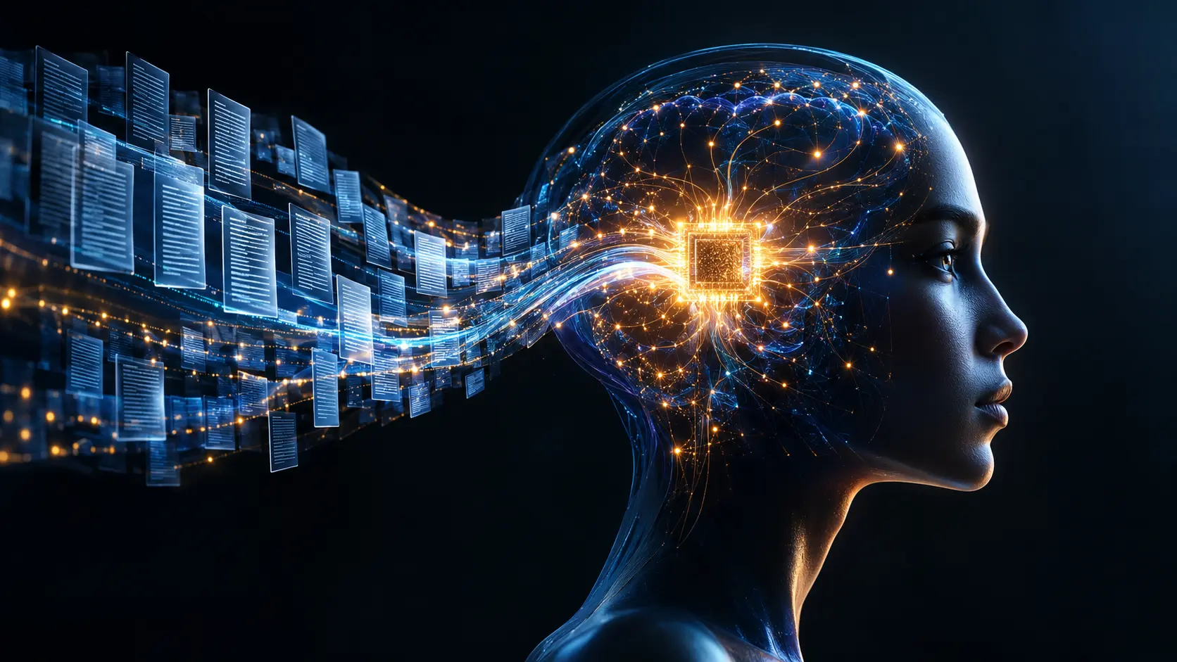 Abstract visualization of the Titans AI architecture replacing the context window with Neural Long-Term Memory.