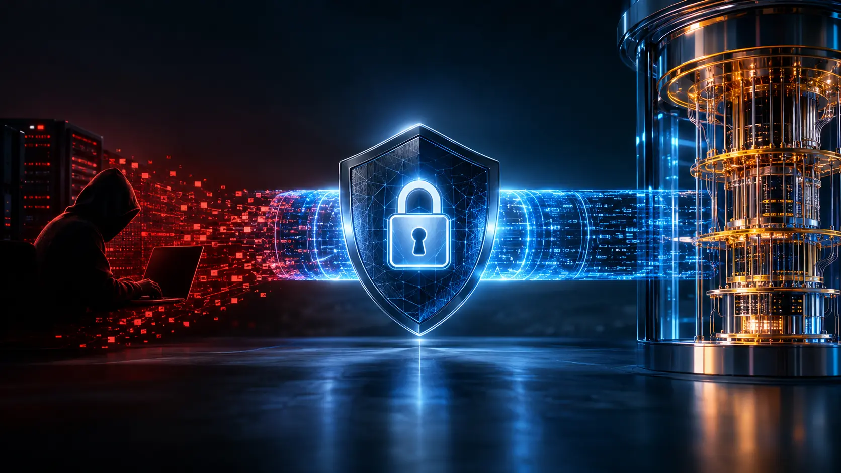 Enterprise network architecture utilizing a Quantum-Resistant VPN to secure data tunnels with post-quantum cryptography.