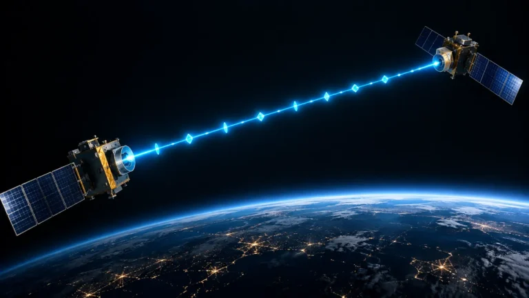 Inter-Satellite Quantum Key Distribution (QKD) using optical inter-satellite links to form an orbital mesh network.