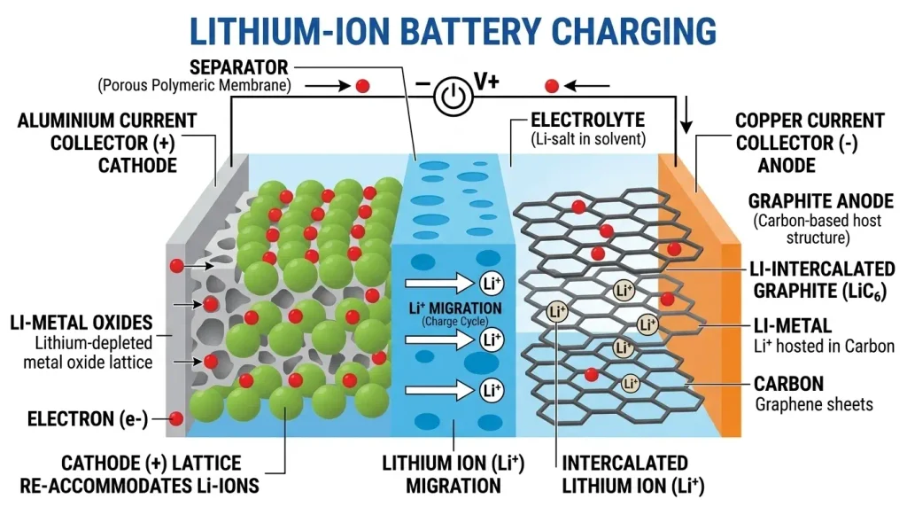 The Legacy Baseline: Traditional Li-ion batteries rely on highly flammable organic electrolytes to shuttle single-charge lithium ions, necessitating heavy, expensive cooling systems..