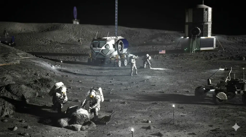 Using microwave sintering, robotic systems 3D print infrastructure directly from lunar regolith, creating high-strength ceramics that offer vital radiation shielding..